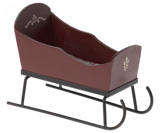 Maileg slitta rossa per topolini con coperta accessorio Natale