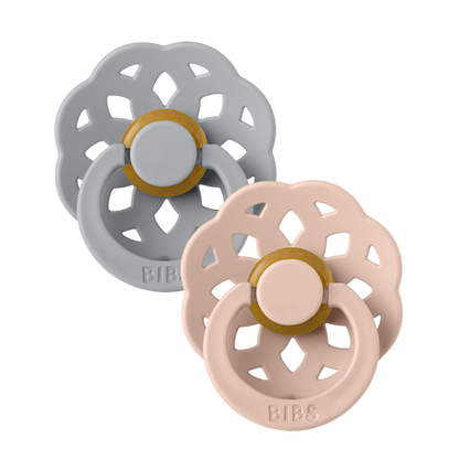 Set di 2 Ciucci Bibs Boheme - Ergonomia e design - Grigio e Rosa Cipria - Apple Pie