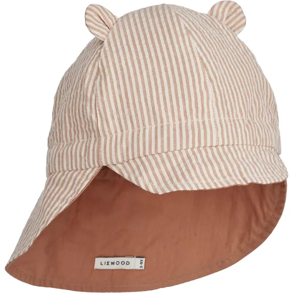 Cappellino Estivo Reversibile Liewood Seersucker Gorm - Righe Tuscany Rose - Apple Pie