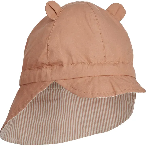 Cappellino Estivo Reversibile Liewood Seersucker Gorm - Righe Tuscany Rose - Apple Pie