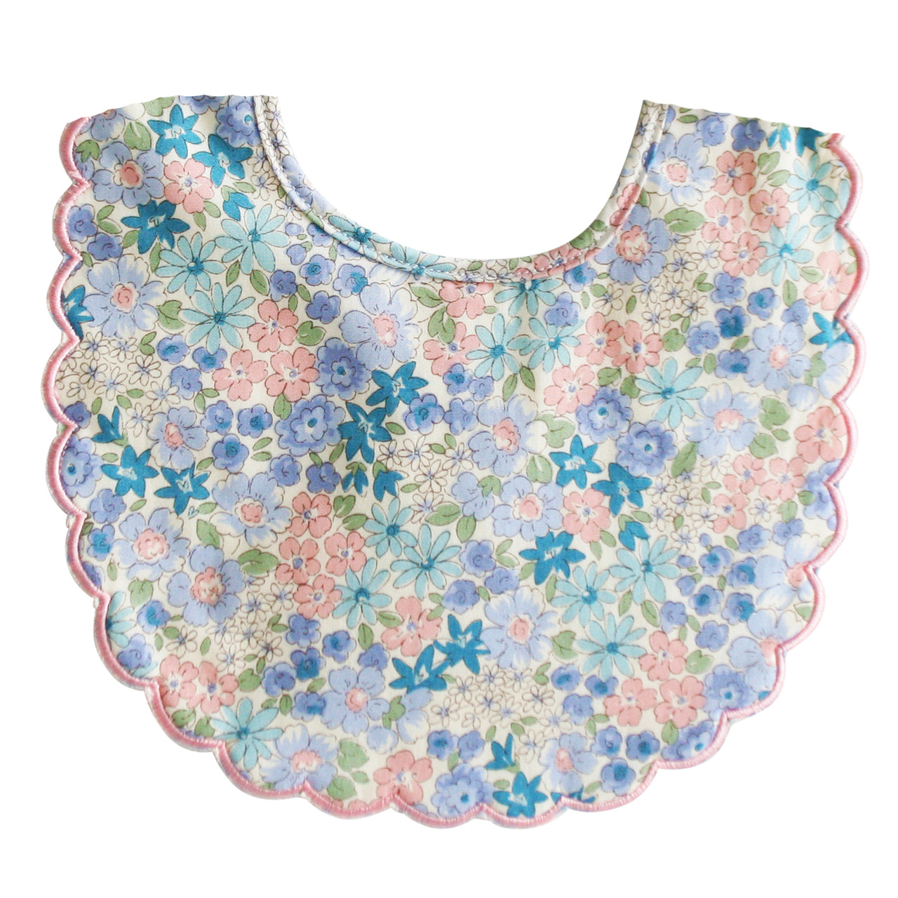 Bavaglino con bordo a smerlo - Liberty Azzurro - Apple Pie
