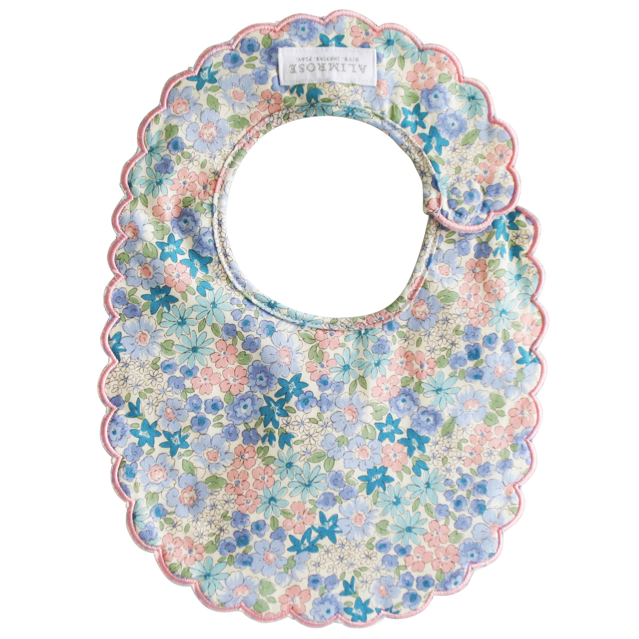 Bavaglino con bordo a smerlo - Liberty Azzurro - Apple Pie