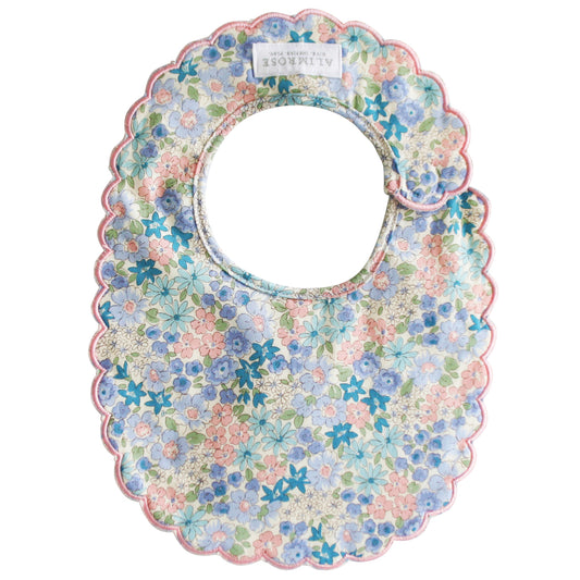 Bavaglino con bordo a smerlo - Liberty Azzurro - Apple Pie