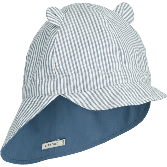 Cappellino Estivo Reversibile Liewwod Seersucker Gorm - Righe Blu - Apple Pie