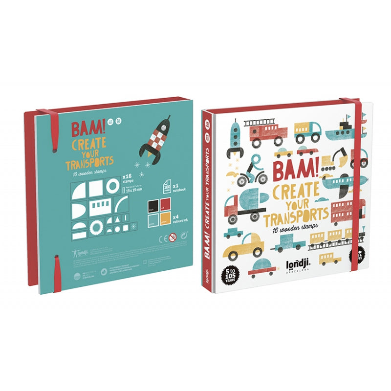 Set di Timbri in legno - Bam! Create Your Transports! - Apple Pie