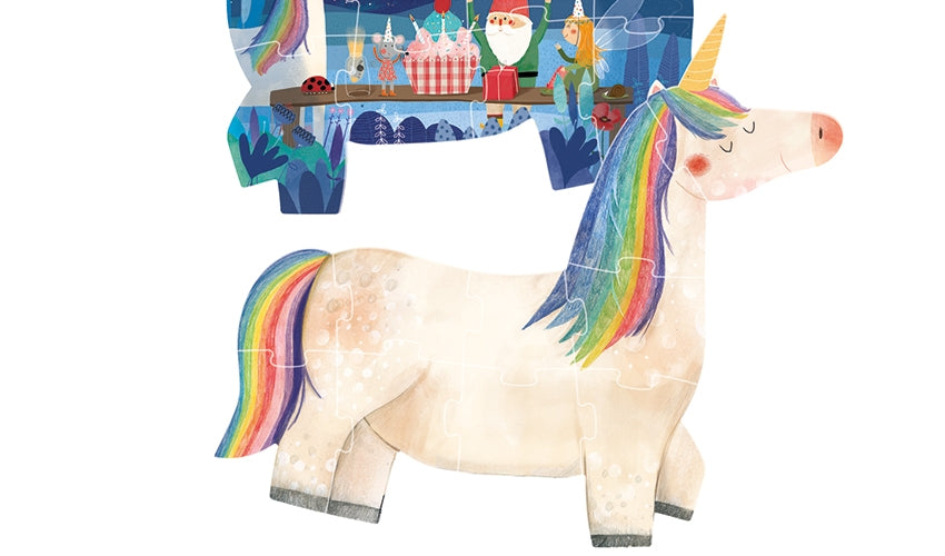 Londji 5 Puzzle Progressivi e Reversibili Happy Birthday Unicorn - Apple Pie
