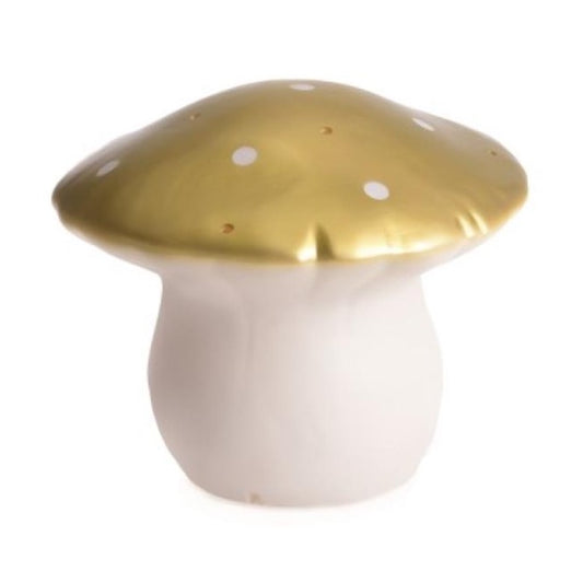 Lampada Fungo Media Egmont Heico oro con cappello dorato dipinto a mano e luce soffusa