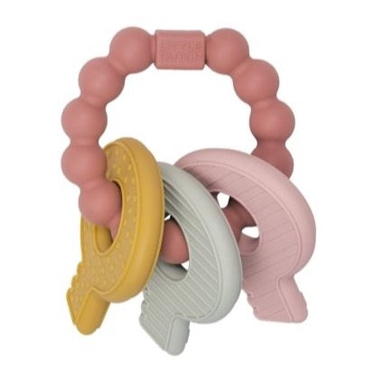 Dentaruolo in silicone Little Dutch a forma di chiavi rosa