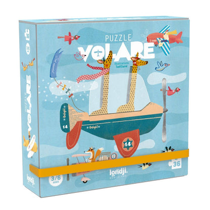 Puzzle Londji Tascabile Volare 36 pezzi con illustrazioni a tema aeroplani