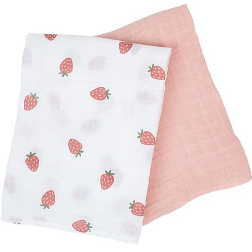 Set di 2 Copertine Swaddle 100 x 100 cm 100% Cotone - Fragole - Apple Pie