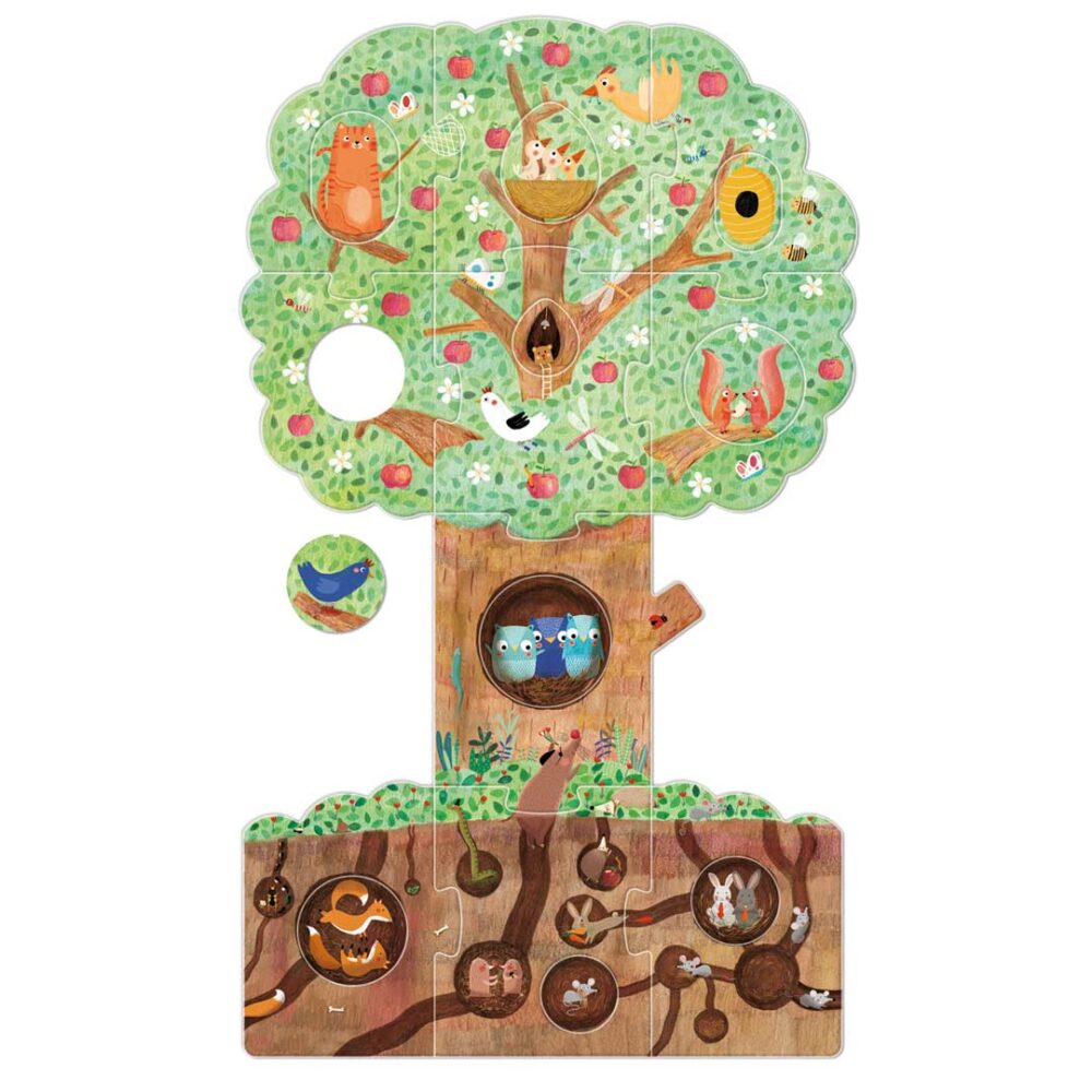 Puzzle educativo bambini 3-6 anni Londji Il Mio Piccolo Melo con animali del bosco