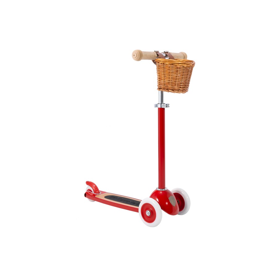 Monopattino Banwood a 3 ruote in colore Red con cestino in vimini